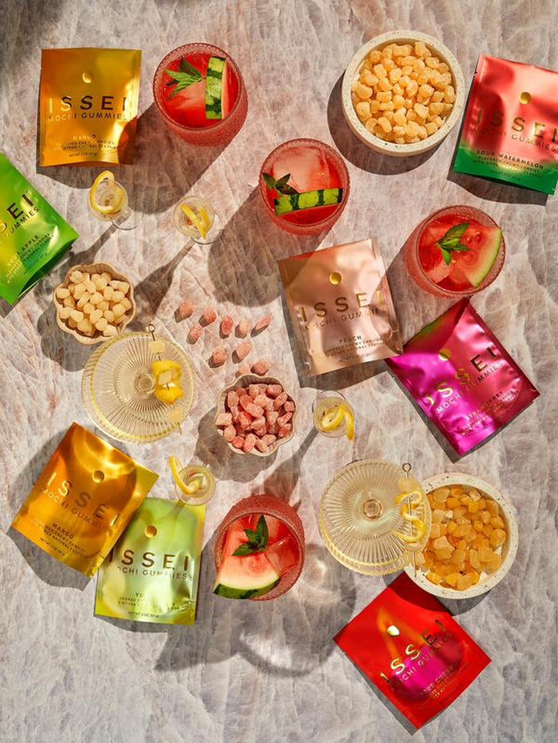 Indulge in ISSEI Mochi Gummies - Chewy, Award-Winning Candy | Gelatin-Free, Non-GMO, Gluten-Free | 6-Pack Rainbow Variety | Delicious Snack for All Ages