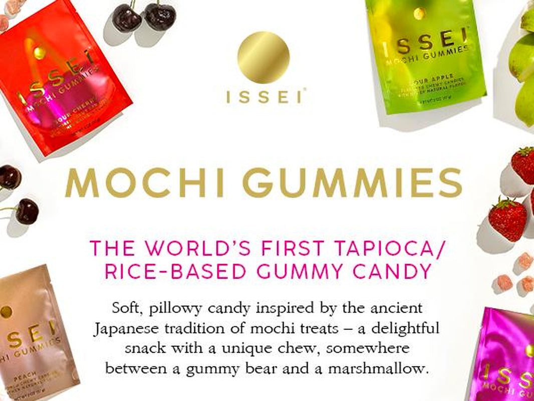 Indulge in ISSEI Mochi Gummies - Chewy, Award-Winning Candy | Gelatin-Free, Non-GMO, Gluten-Free | 6-Pack Rainbow Variety | Delicious Snack for All Ages
