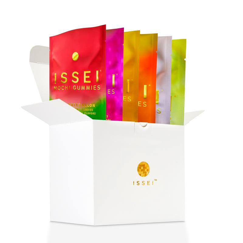 Indulge in ISSEI Mochi Gummies - Chewy, Award-Winning Candy | Gelatin-Free, Non-GMO, Gluten-Free | 6-Pack Rainbow Variety | Delicious Snack for All Ages