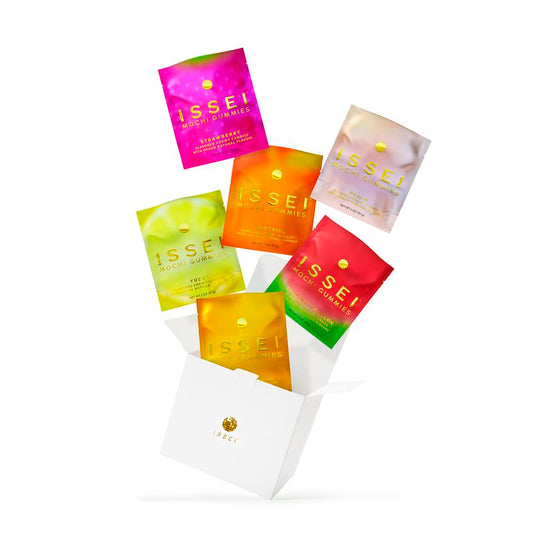 Indulge in ISSEI Mochi Gummies - Chewy, Award-Winning Candy | Gelatin-Free, Non-GMO, Gluten-Free | 6-Pack Rainbow Variety | Delicious Snack for All Ages